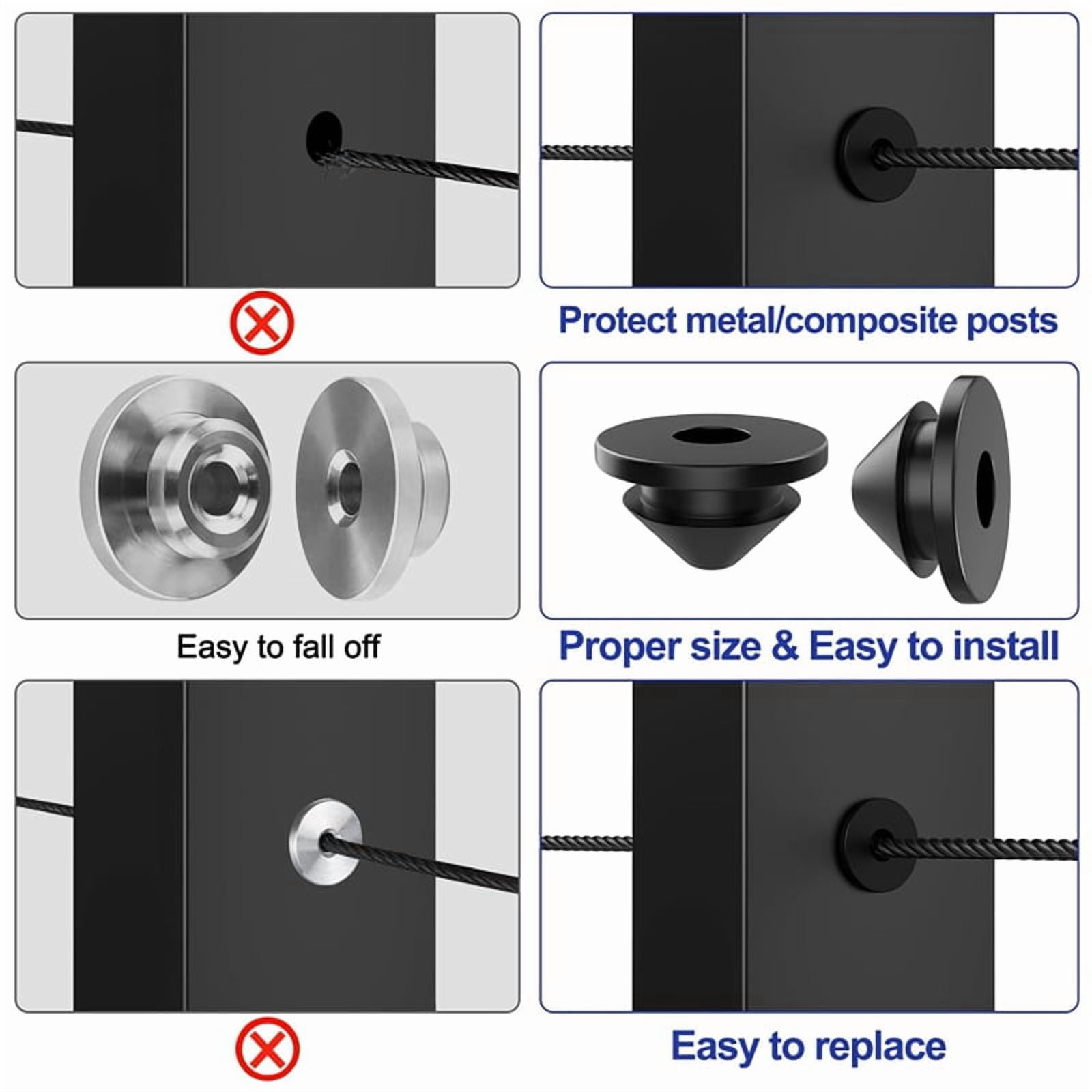 300Pcs Cable Railing Rubber Grommets for 1/8in 5/32in 3/16in Cables for Cable Railing Posts, 1/8in Cable Railing Grommet