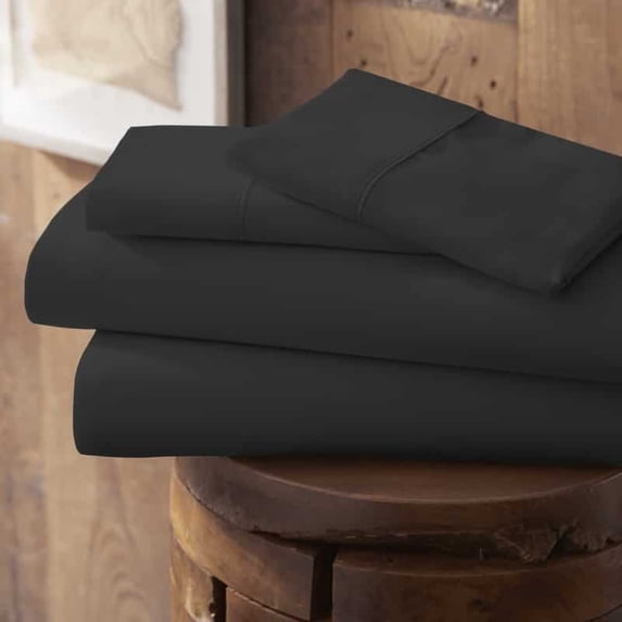 Merit Linens Modern Luxury Soft 4 Piece Deep Pocket Bed Sheet Set - Twin XL - Black