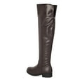 thumbnail image 6 of Black Brown Leather Knee High Boots Women Back Zipper Dressy Over the Knee Booties Round Toe Chunky Heel Thigh High Tall Boots, 6 of 7