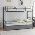 thumbnail image 2 of Zimtown Twin over Twin Bunk Bed with 2 Drawer, Heavy Duty Metal Bed Frame with Safety Rail Side Ladders for Dormitory Bedroom Boys Girls Adults,No Box Spring Needed (Gray), 2 of 9