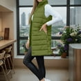 thumbnail image 4 of Women Long Vest Solid Sleeveless Hoodless Winter Puffer Vest Green XL, 4 of 7
