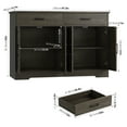 thumbnail image 4 of Hiphuta 47"Farmhouse Sideboard Storage Cabinets with 4 Doors & 2 Drawers, Coffee Bar for Living Room, Dark Brown, 4 of 7