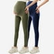 thumbnail image 2 of Amzcrzy 2PC Leggings premamá color liso por encima de la barriga clásicos largo completo cómodos suaves yoga ejercicio informal S-XL Verde, 2 of 6