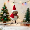 thumbnail image 3 of FastXmas Christmas White Small Birds Hanging Ornaments,3.9 x 4.3 Inch Cute Birds with Red Scraf, Christmas Tree Velvet Birds with Santa Hat for Christmas Tree,Office,Desk,Tabletop Decorations, 3 of 5