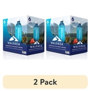 (2 pack) Waiakea Bottled Water, Hawaiian Volcanic Alkaline Water, 500ml (16.9 oz) Bottles, 6 Pack