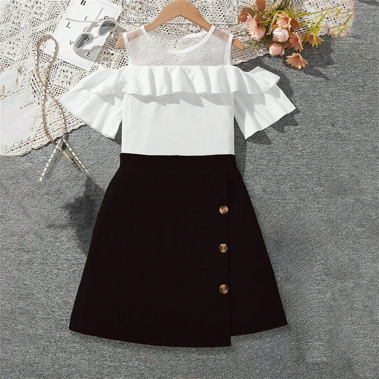 Odeerbi Kids Girls Skirt Outfits Summer Clothes Casual Off