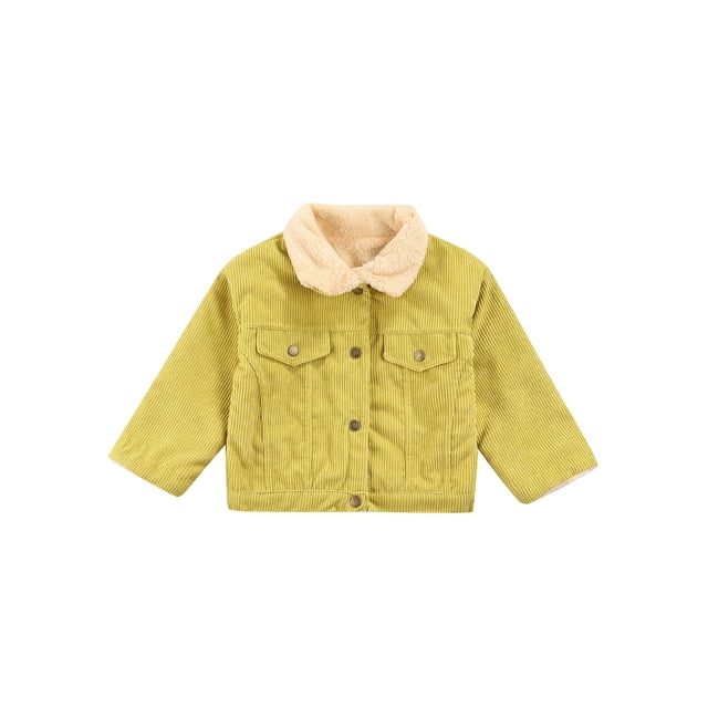 Veste Unisexe pour Tout-Petit Bébé Garçon Fille d'Hiver en Velours Côtelé Sherpa Doublée en Molleton Matelassée à Boutons