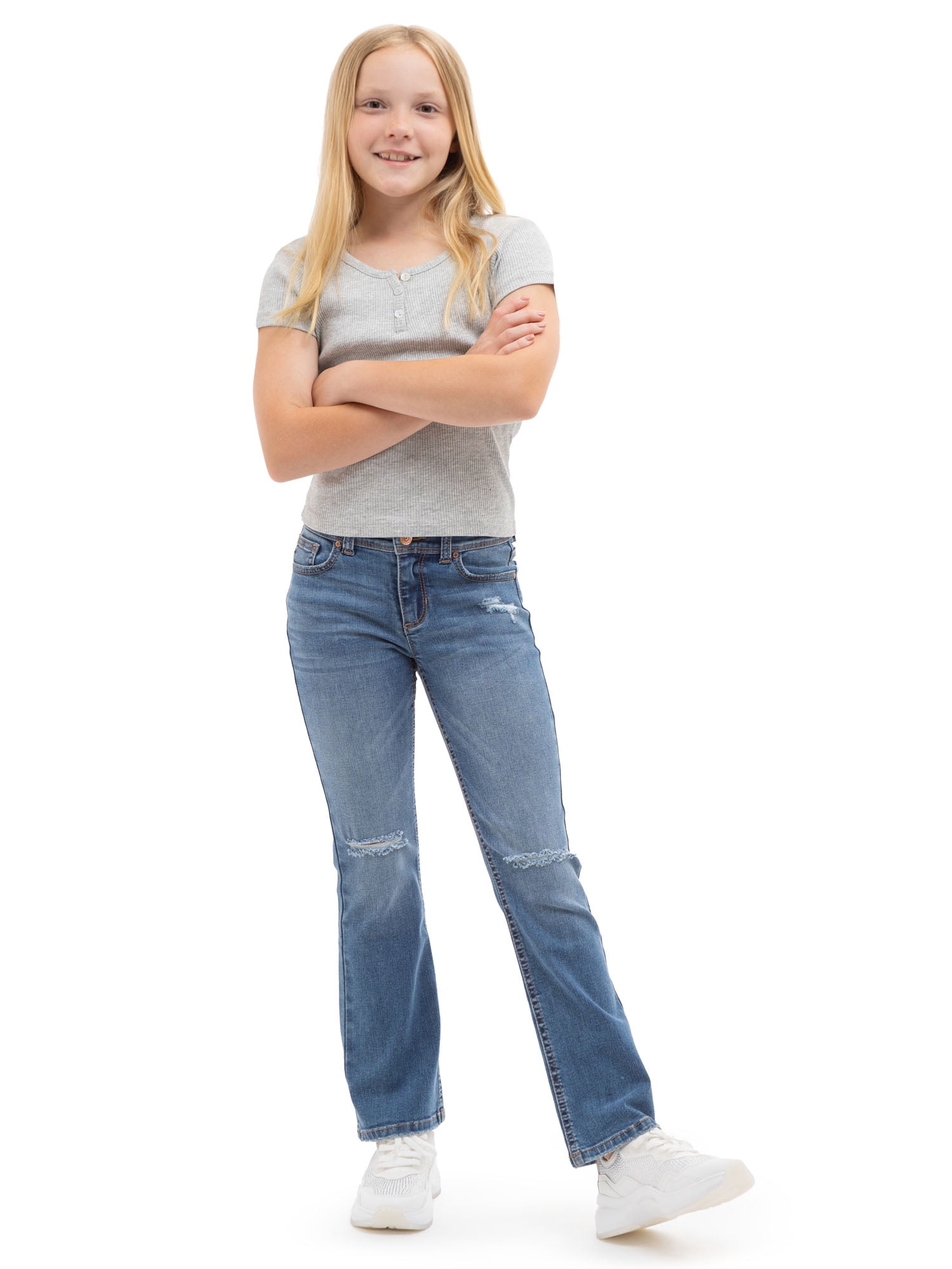 Jordache Girls Destructed Bootcut Jeans, Sizes 5-18