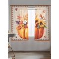 thumbnail image 5 of Sheer Curtains 63 inches Long, Thanksgiving Fall Pastoral Pumpkin Sunflower Farmhouse Light Filtering Sheer Window Curtains Rod Pocket Voile Drapes for Bedroom Living Room, 52"W x 63"L 2 Panels, 5 of 7