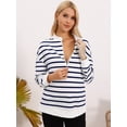 thumbnail image 2 of DARING DIVA Women's Maternity Mock Neck Long Sleeve Half Zip Sweatshirt S Blue, 2 of 8