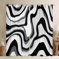 jejeloiu Modern Geometric Desgin Black Out Curtains,Minimalist Stripes Lines Curtains Pack of 2 (42x63 Each),Black White Bedroom Curtains For Teens,Luxury Bedroom Decor