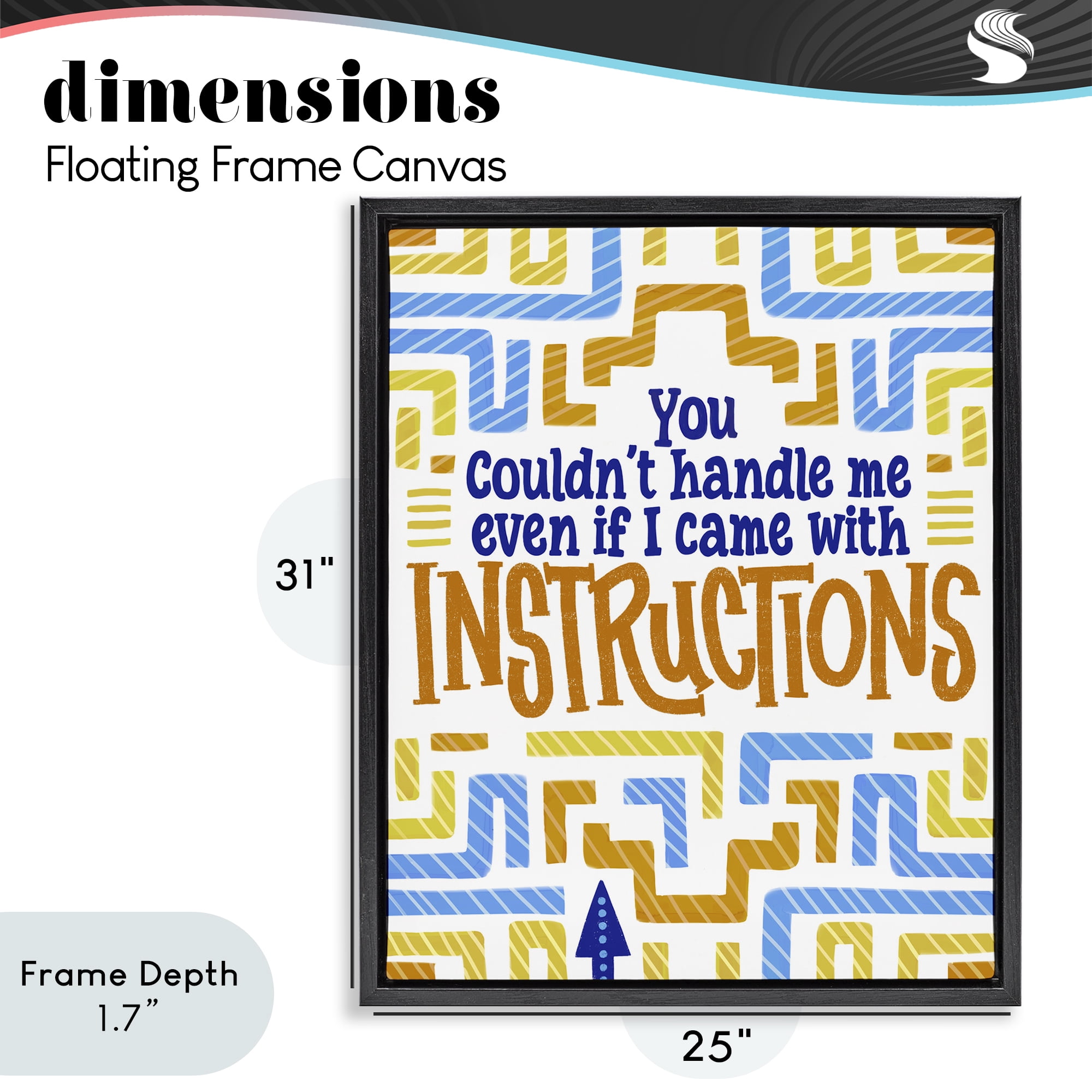 Stupell Industries Funny Can't Handle Me Black Framed Floater Canvas Wall Art, design by Connie Summers