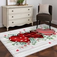 thumbnail image 4 of Valentine's Day Washable Area Rug 4 x 6 ft Red Striped Plaid Hearts Green Leaf Wood Grain, Soft Non Slip Rugs Stain Repellent Indoor Felt Carpet for Living Dining Room Bedroom Home Office, 4 of 9