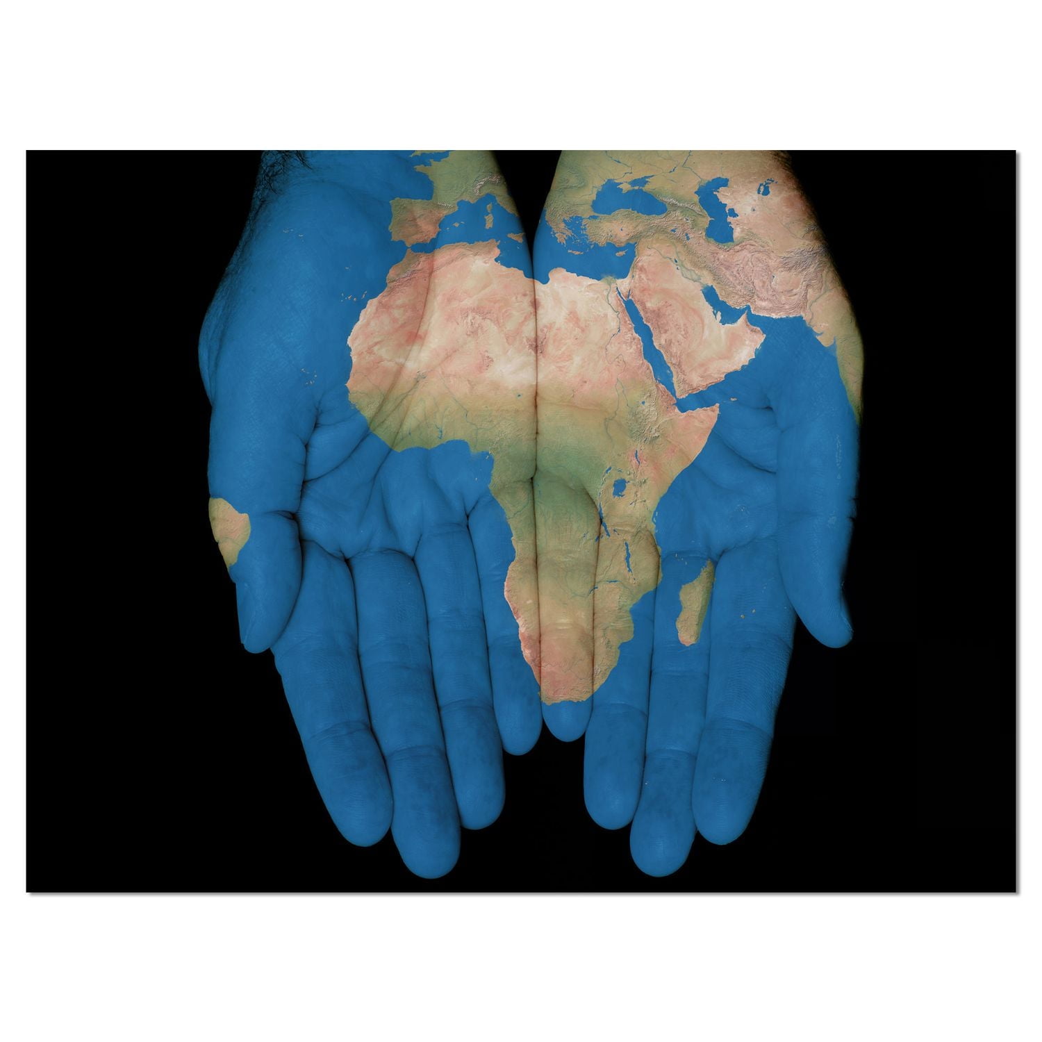 Design Art African Map in Our Hands Canvas Print