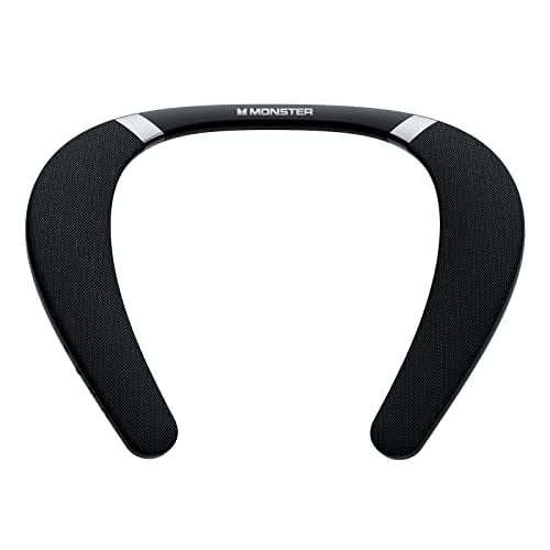 Monster Boomerang Altavoz Bluetooth con banda para el cuello, Altavoz para el cuello Bluetooth inalámbrico, tiempo de reproducción de 12 horas, sonido estéreo 3D verdadero, ropa de sonido portátil, IP