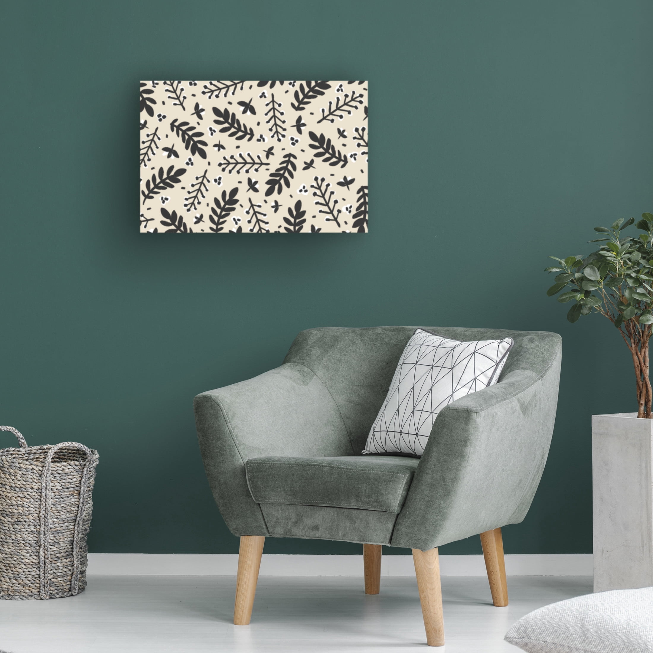 Canvas Wall Art - Treechild 'Branches on Beige Background Square' Wall Art for Living Room, Bedroom, or Office D?cor by Trademark Fine Art - 24 x 16 Inches