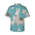 thumbnail image 3 of Kll Men'S Hawaiian Shirt Short Sleeve Button Down Beach Shirts-Teal Mama Llama, 3 of 8