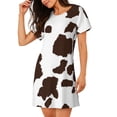 thumbnail image 2 of Fotbe Brown Cow Bata de Dormir para Mujer con Estampado, Camisón de Algodón de Manga Corta, Ropa de Dormir Casual, 2 of 6