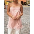 thumbnail image 4 of Women Silk Lace Trim Cami Tops Y2k Spaghetti Strap Lace Tank Tops Stain Slip Long Top Silky Slip Dress Side Lace Undershirt Going Out Camisole, 4 of 6