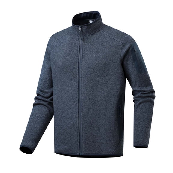 Men's Casual Solid Jackets Full Zip Lightweight Jacket Shirt Casual Soft Warm Exercise Coats with Pockets Dark Blue XXXL