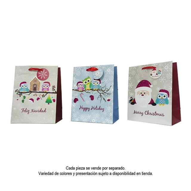 Bolsa de Regalo Holiday Time Navideña 17.78x22.86x10.16 cm Varios Modelos 1 Pieza