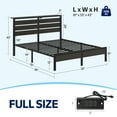 thumbnail image 2 of Greenstell Full Size Platform Bed Frame with Storage Headboard, LED Lights & USB Charging Station, Metal Bed Frame Black, 2 of 7