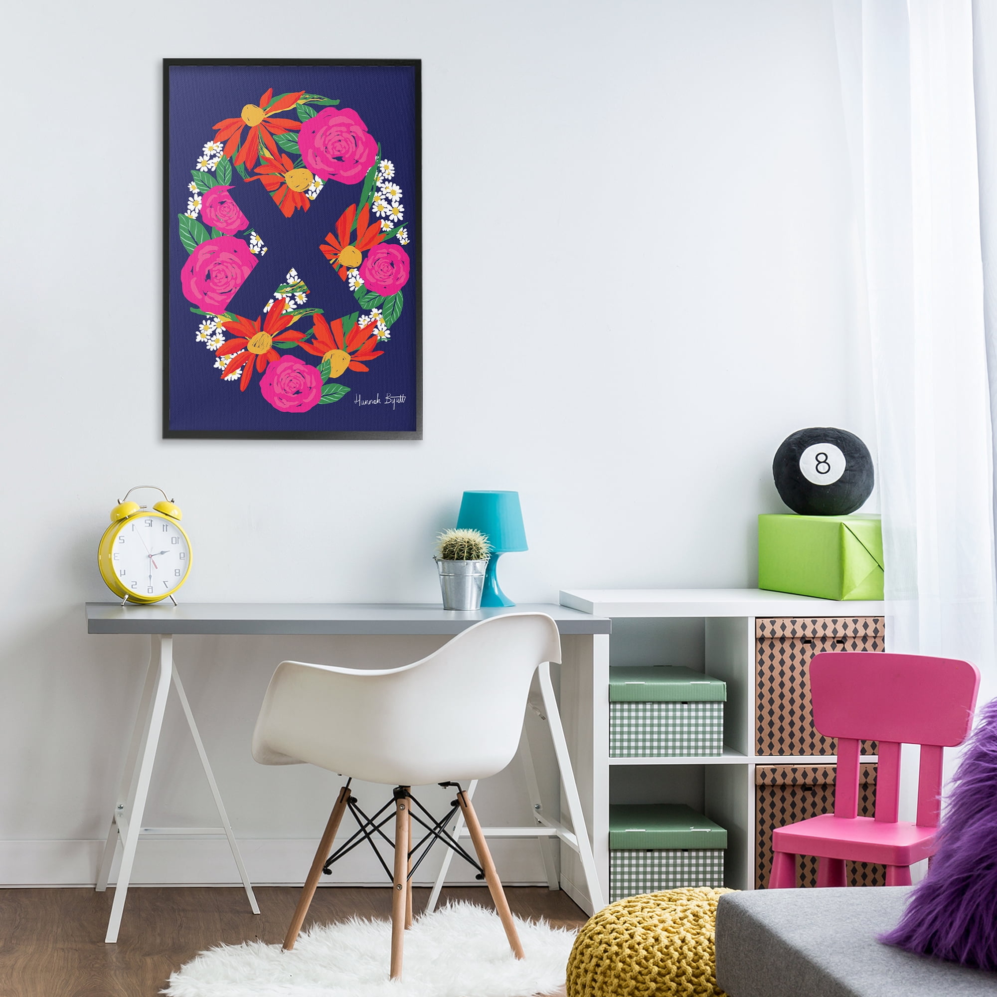 Stupell Industries Floral Bloom Letter X Botanical & Floral Painting Black Framed Art Print Wall Art, 20 x 30