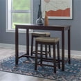 thumbnail image 2 of Linon Claridge Wood 3 Piece Counter Dining Set Beige Faux Leather Seats in Brown, 2 of 11