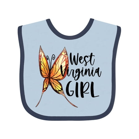 

Inktastic West Virginia Girl- Butterfly Gift Baby Girl Bib