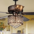 thumbnail image 2 of Pshita 3-light Crystal 5-blade 52-inch Rustic Bronze Ceiling Fan with Remote, 2 of 5