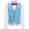 thumbnail image 3 of Yumcute Kids Boys Men's Suits 3 Piece Formal Tuxedo Suits for Boys Slim Fit Casual Ring Bearer Outfit with Blazer Jacket Pants and Vest， Blue, 2Y, 3 of 6