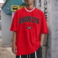 thumbnail image 2 of Men Summer Tops Men Summer Large Loose Fit T Shirt Top Casual Fashion Basic Street Wear Red 3XL, 2 of 5