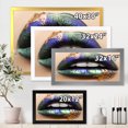 thumbnail image 4 of Designart 'Woman Lips With Green Lipstick & Teeth' Modern Framed Art Print, 4 of 4