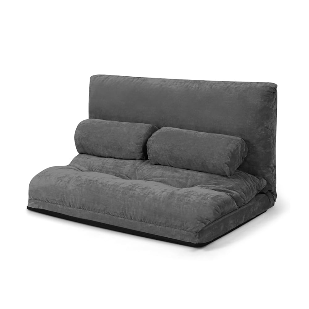 Finihen Adjustable Floor Sofa Couch, Foldable Lazy Sofa Sleeper Bed, Multi-Functional Floor Loveseat, 6-Position Adjustable Sleeper Lounge Couch with 2 Pillows, for Reading, Gaming, Grey