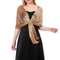 thumbnail image 1 of Harmtty - Chal de boda para dama de honor, elegante chal para mujer, con borlas brillantes, fino, color sólido, ligero, con hebilla, perfecto para damas de honor, bodas, eventos formales, dorado, 1 of 8