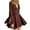 Brown, variant on tasrioml Women's Satin Mini Dress Flared Long Sleeve Deep V-Neck Short Dress A-line High Waisted Flowy Dress for Club Cocktail Party