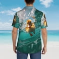 thumbnail image 4 of Sikiie Underwater Swimming Duck Print Men's Hawaiian Shirt, Summer Beach Button Pocket Short Sleeve T-Shirt,Large, 4 of 7