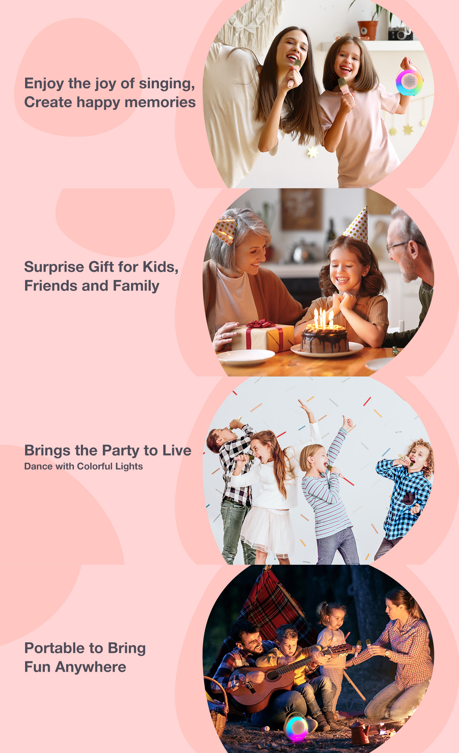 BlitzMax Mini Karaoke Machine for Kids with 2 Wireless Mics photo 8