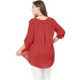 thumbnail image 3 of Agnes Orinda Women's Plus Size Sheer 3/4 Sleeve Flowy Split V Neck Blouse, 3 of 6