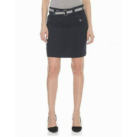 - Womens Poplin Cargo Belted Stretch Skirt 4