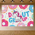 thumbnail image 5 of Cute Unicorn Themed Backdrop Banner with Donut Elements and Stars for Kids Party Birthday Decoration Photo Booth Decorations Party Supplies, 5 of 8