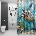 thumbnail image 4 of Retro Sea Turtles Bathroom Shower Curtain, Oceans Sea Stars Corals Waterproof Washable Soft Bath Curtain for Bathtub Decor with 12 Hooks&Grommet, 36x72 Inch, 4 of 9