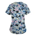 thumbnail image 4 of Xyxonk Scrub Tops for Women Cartoon Printed Plus Size V Neck Shirts Loose Fit Short Sleeve Stretch Uniforms with Pockets Light Blue 5XL, 4 of 5