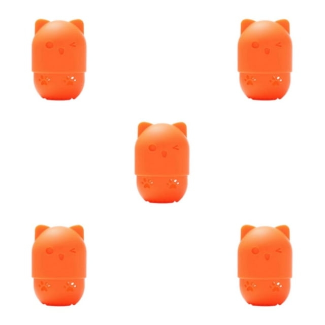 Wweixi Hygienic And Durable Washable And Reusable Storage Box For Cat Makeup Sponges orange 5Set