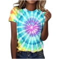thumbnail image 2 of Otvok Women Tie-Dye T Shirts Summer Casual Graphic Round Neck Short Sleeve Trendy Workout Blouses Basic Tees Tops, 2 of 6