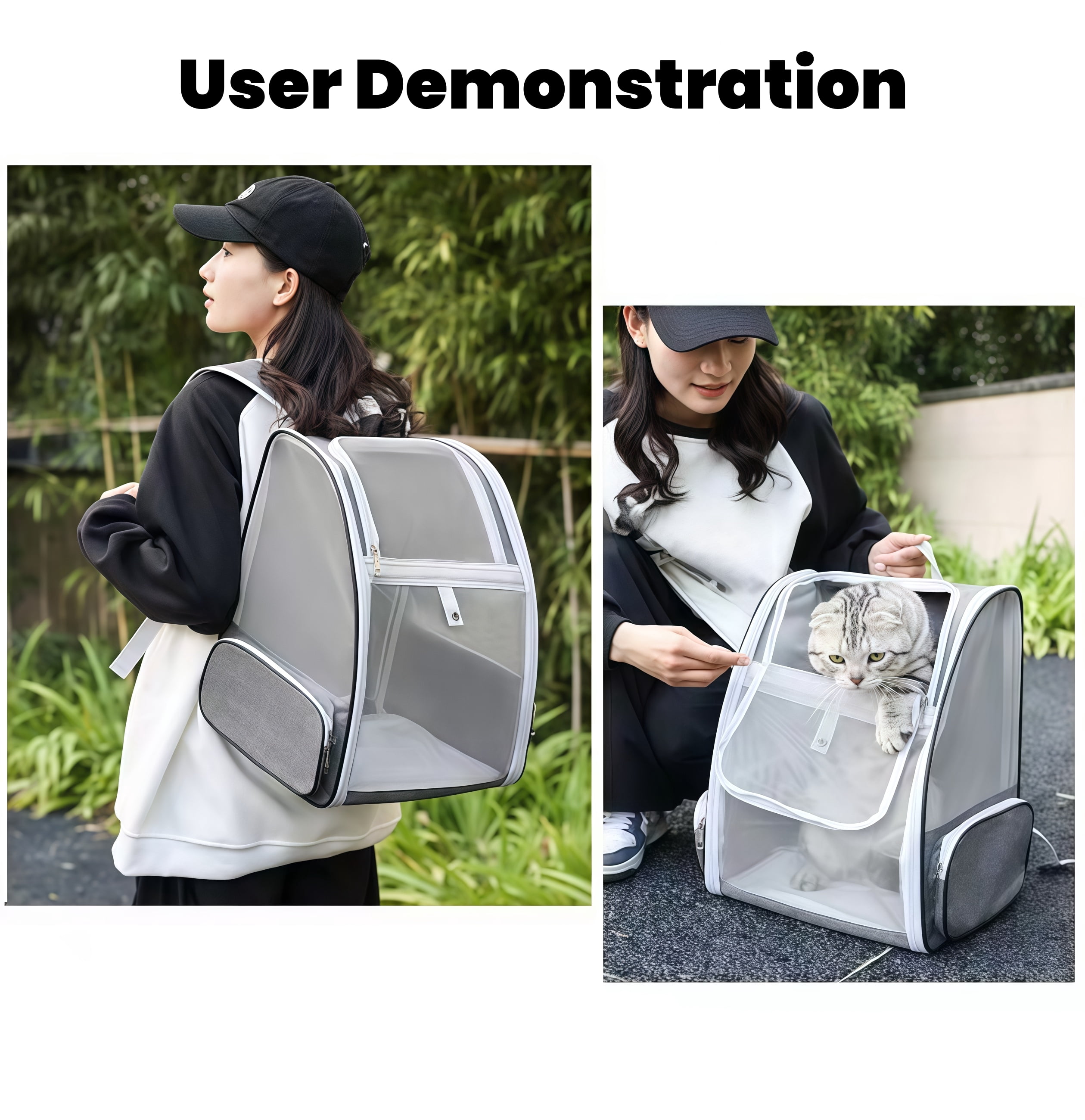 Portable Cat Backpack with Large Capacity and Breathable Mesh Design