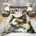 thumbnail image 3 of Cartoon Kawaii Cat Comforter Set Twin Size 3D Animals Flower Toddler Bedding Set Cat Lovers Animal Bubble Design Quilt Bed Set for Girls Kids Teens Cat Lovers Animal Decor Bedroom, 3 of 6
