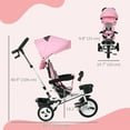 thumbnail image 3 of Qaba 6 in 1 Toddler Tricycle with Parent Push Handle, Pink, 3 of 10
