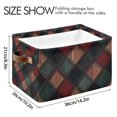 thumbnail image 4 of Yayeee 2 Pack Canvas Storage Basket with Handles for Shelves Fabric Bins Closet Organizer, Red Tartan Pattern, 4 of 8