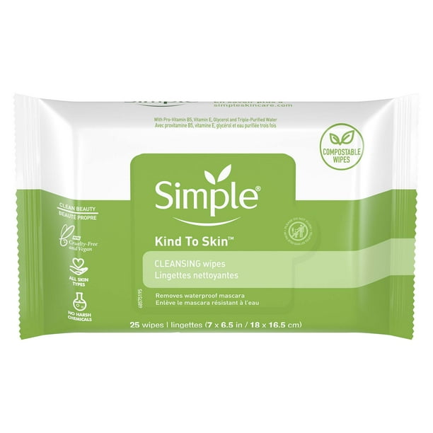 Simple Kind to Skin Facial Wipes Cleansing 25 Wipes